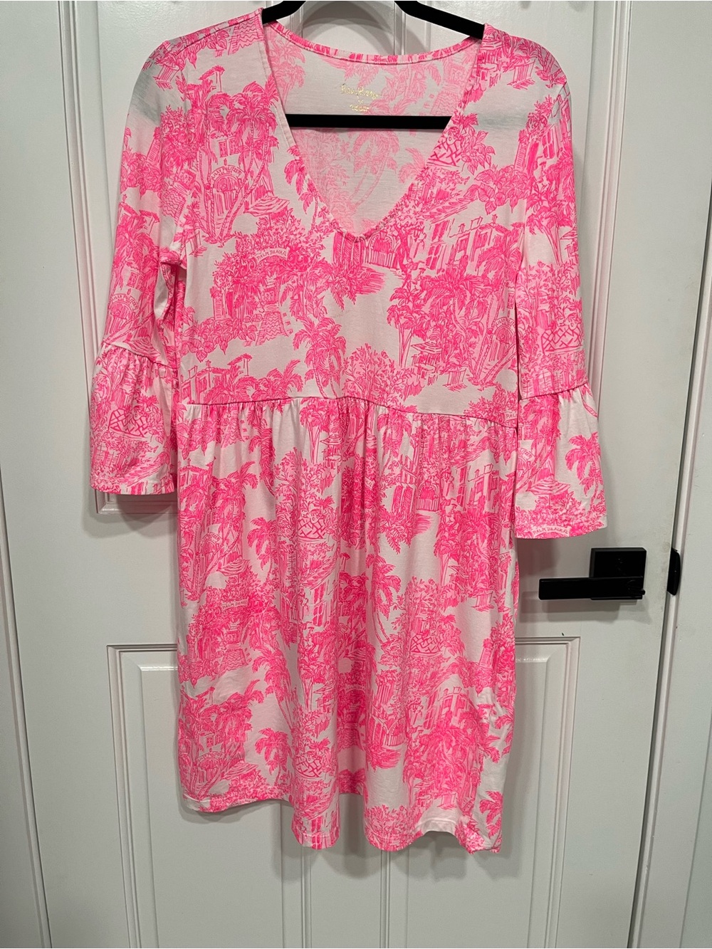 Lilly Pulitzer Pink and White V-Neck Mini Dress
